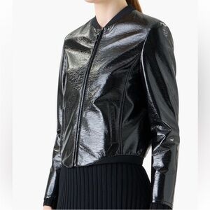 Akris Punto Crinkled Lacquer Bomber Jacket